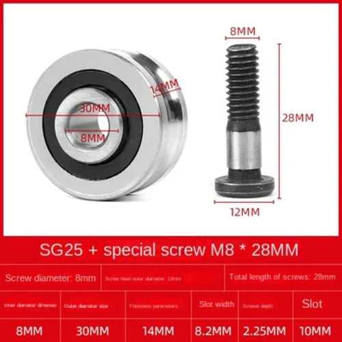 Rillenscheibenlager SG10 SG15 SG20 SG25 SG66+M4 M5 M6 M8 Schraube 