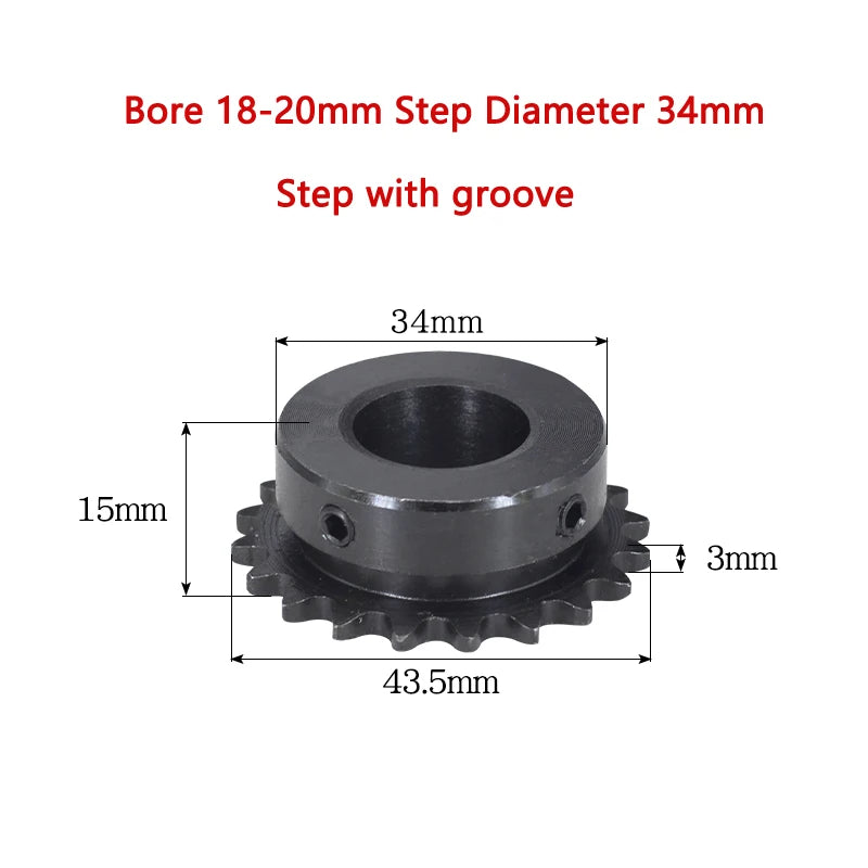 1 pieza 20T 04C engranaje de cadena 45 # acero 20 dientes piñón de accionamiento Industrial 