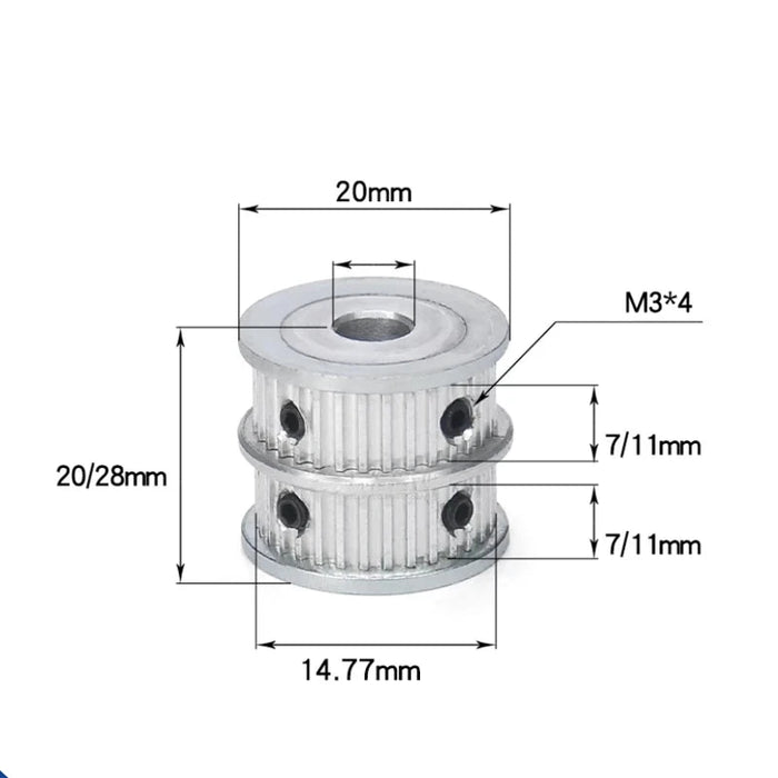 2GT Multiple Wheel Timing Pulley - AF Type, 24 Teeth