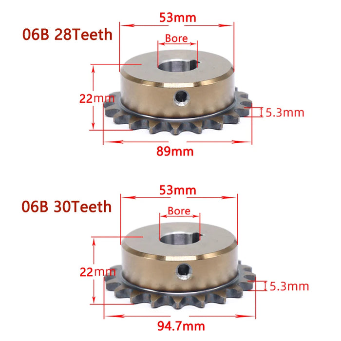 1 rueda dentada de accionamiento Industrial de precisión 25-36T 06B 25 26 28 30 