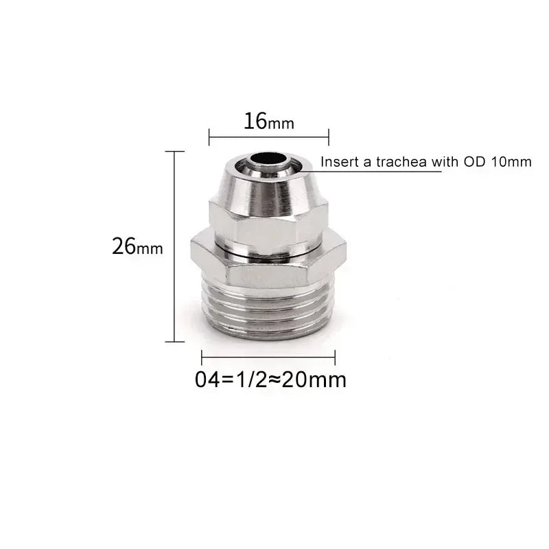 PC Pneumatic Straight Male Thread Push-In Fitting 4–12mm (M5–G1/2")