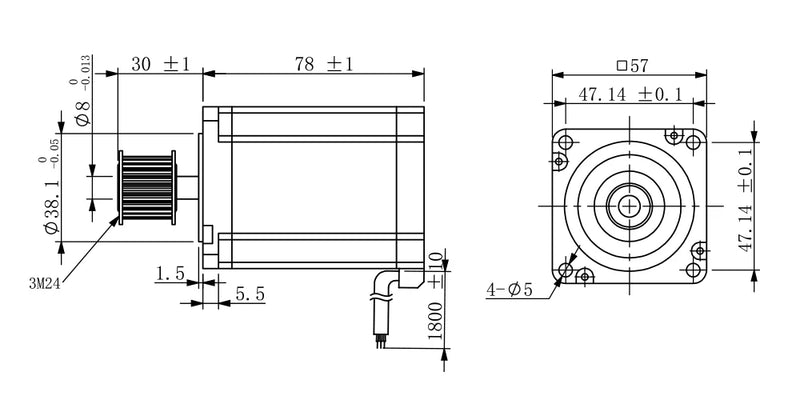 Cloudray NEMA 23 3-Phase 1.0N.m / 2.0N.m Geared Stepper Kit 3DM580S