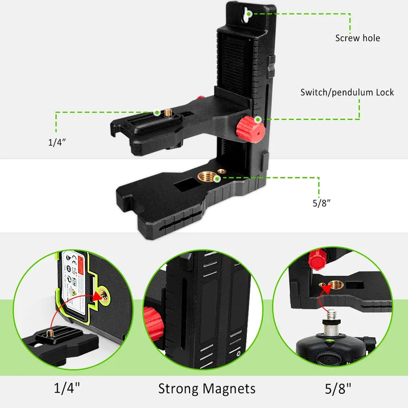Super strong magnetic L-bracket support mount - Adjustable holder for universal laser level