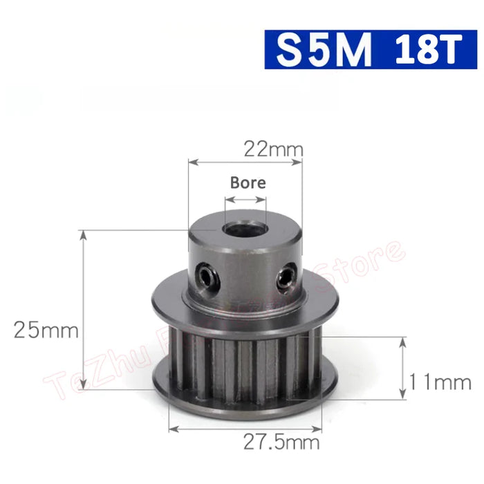 S5M Timing Pulley Synchronous Wheel (K Type) - 18, 19, and 20 Teeth - Hard Anodized