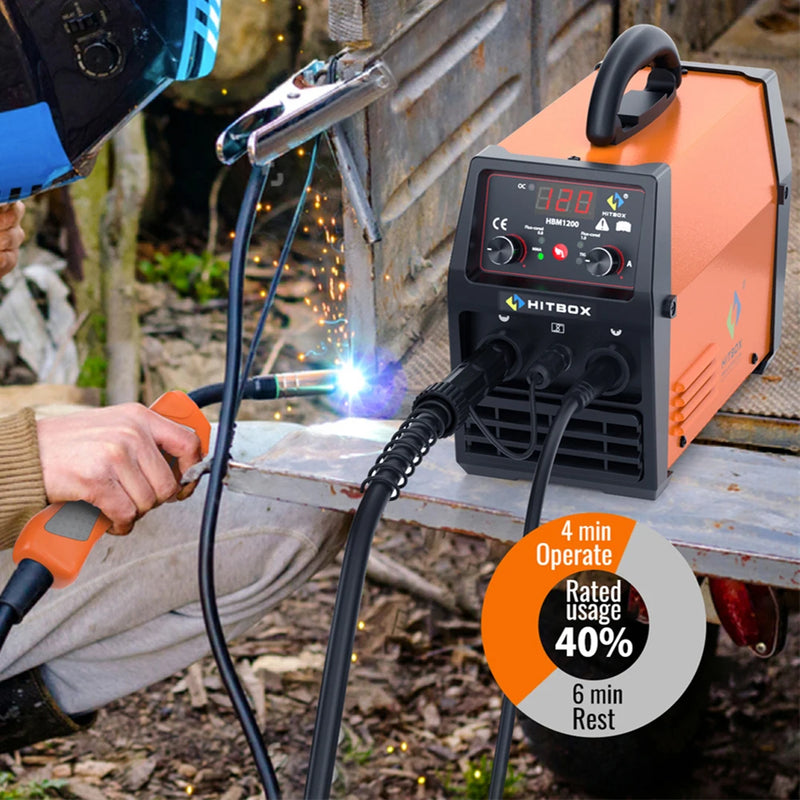 220V HITBOX HBM1200 Welding Machine – MIG/TIG Inverter Welder with Torch, Gasless Arc Welding, Supports 0.8–1.0 mm Wire