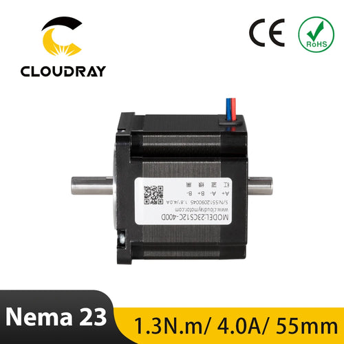 Motor paso a paso Nema 23 de Cloudray, 55 mm, 1,3 Nm, 4,0 A, doble eje, 2 fases 