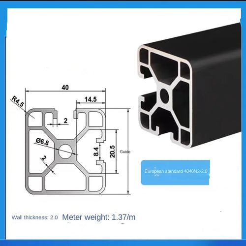 Black Modular Aluminum Profile System – Available in 20x20, 20x20N2, 20x20R, 20x40, 20x60, 30x30, 30x30N2