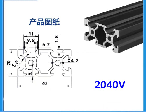 Black V-Slot Modular Aluminum Profile System – Available in 20x20, 20x40, 20x60, 20x80, 40x40, 40x80, and More