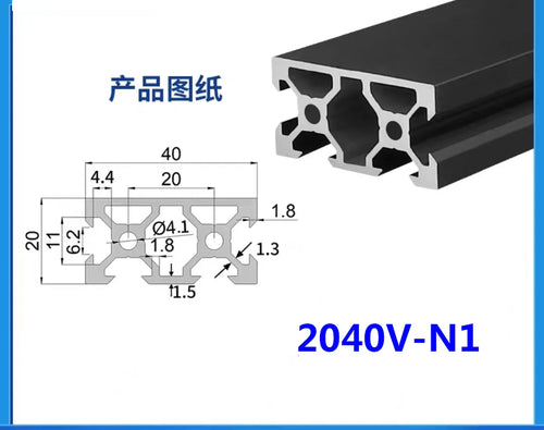 Black V-Slot Modular Aluminum Profile System – Available in 20x20, 20x40, 20x60, 20x80, 40x40, 40x80, and More