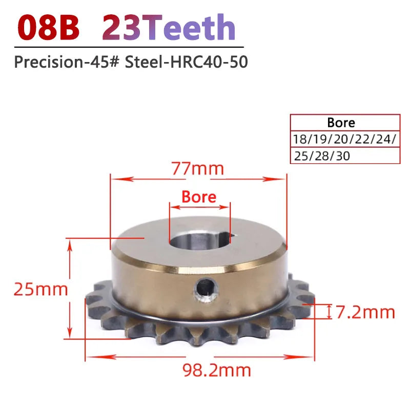 1 unidad 23T 08B engranaje de cadena 23 dientes piñón de accionamiento Industrial de precisión 