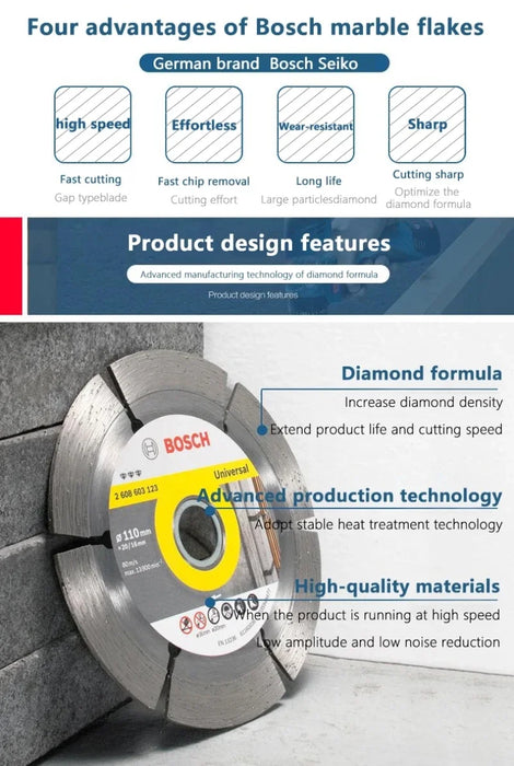 Bosch Diamond Cutting Disc 105mm – For Marble, Concrete, Brick, and Stone