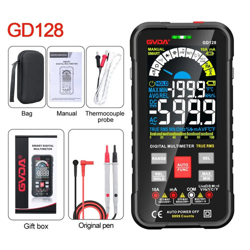 GVDA New 9999 Counts Digital Multimeter Smart Auto Range 1000V 10A