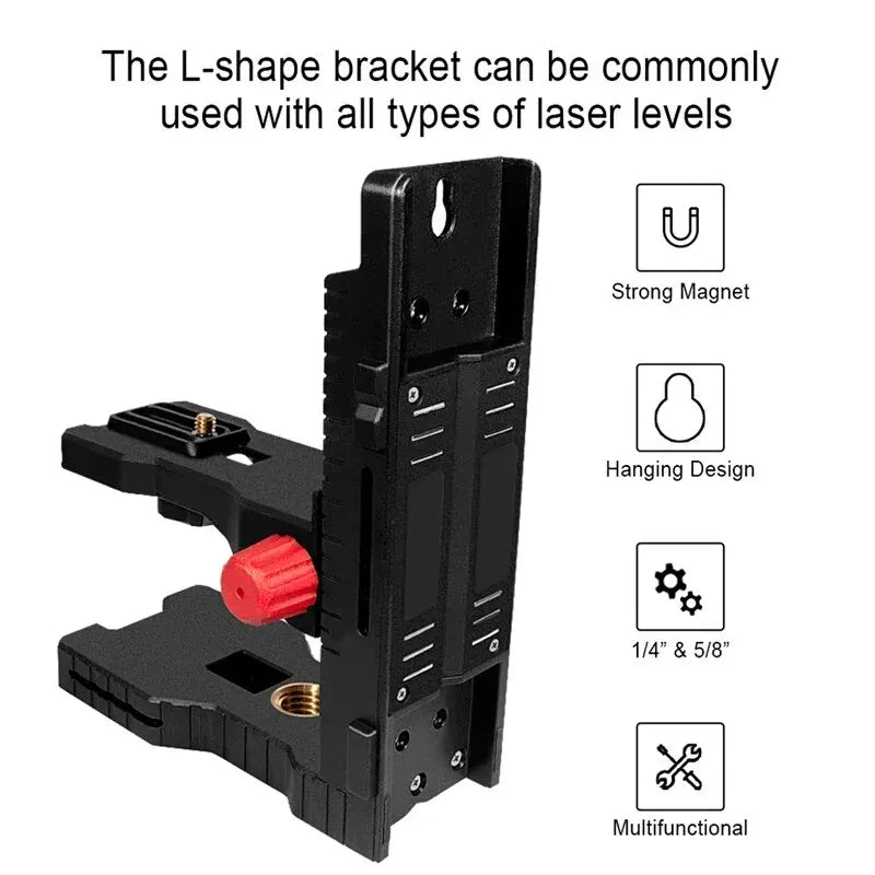 Super strong magnetic L-bracket support mount - Adjustable holder for universal laser level