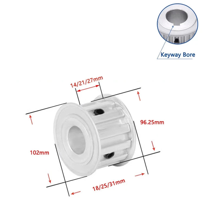 32 Zähne L Zahnriemenscheibe 32T Aluminium Synchronrad für Riemen 