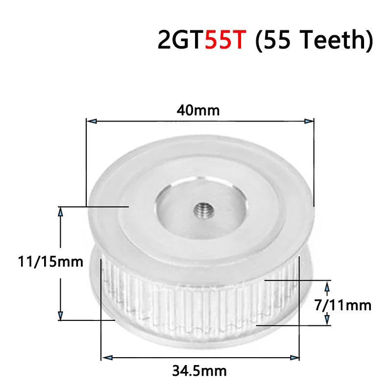 2GT 55 Teeth Timing Pulley - AF Type, 2mm Pitch