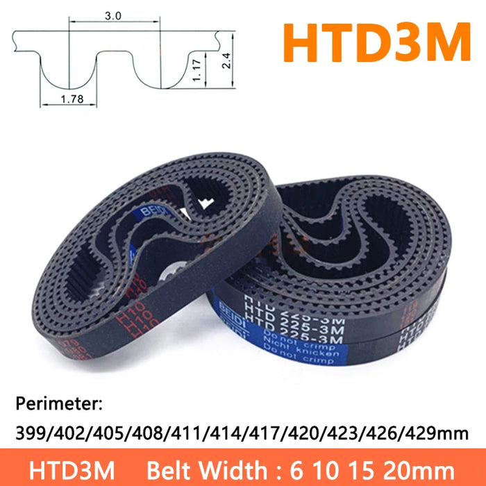 HTD3M Timing Belt – Width 6, 10, 15, 20mm – Perimeter 399-429mm