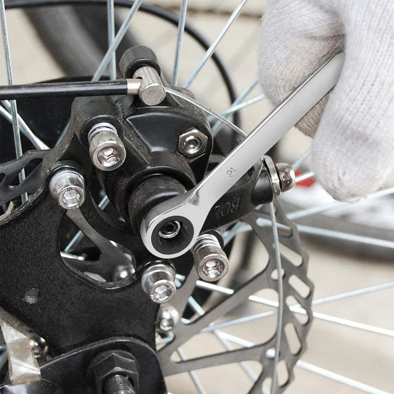 Metric Ratcheting Wrench Set – Combination Ring Ended Gear Spanner Kit with Rolling Pouch, CR-V Full Polished