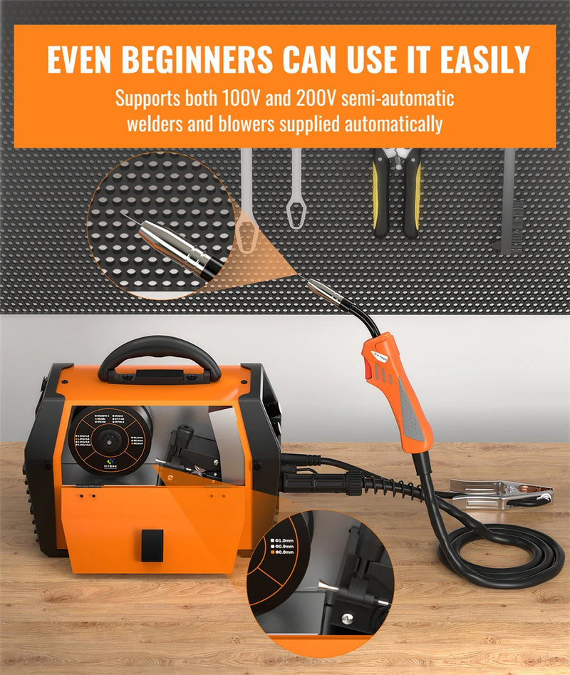 220V HITBOX HBM1200 Welding Machine – MIG/TIG Inverter Welder with Torch, Gasless Arc Welding, Supports 0.8–1.0 mm Wire