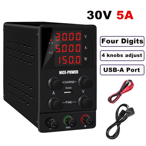 NICE-POWER Adjustable Regulated Lab DC Power Supply, 15V 30V 10A