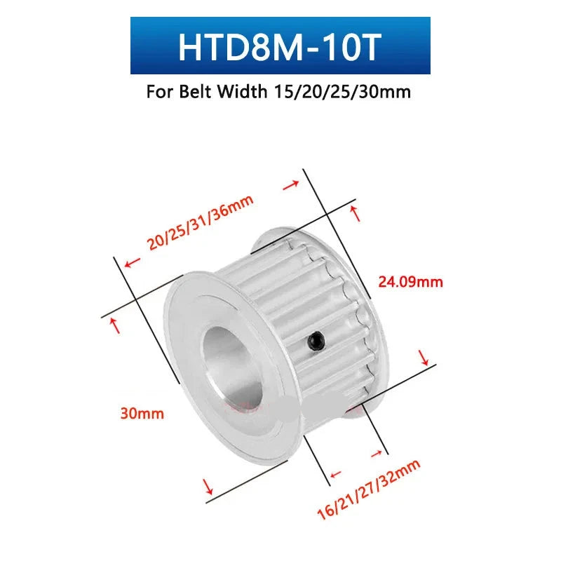 1 polea de distribución HTD8M de 10 dientes, rueda síncrona de aluminio 10T HTD 8M 