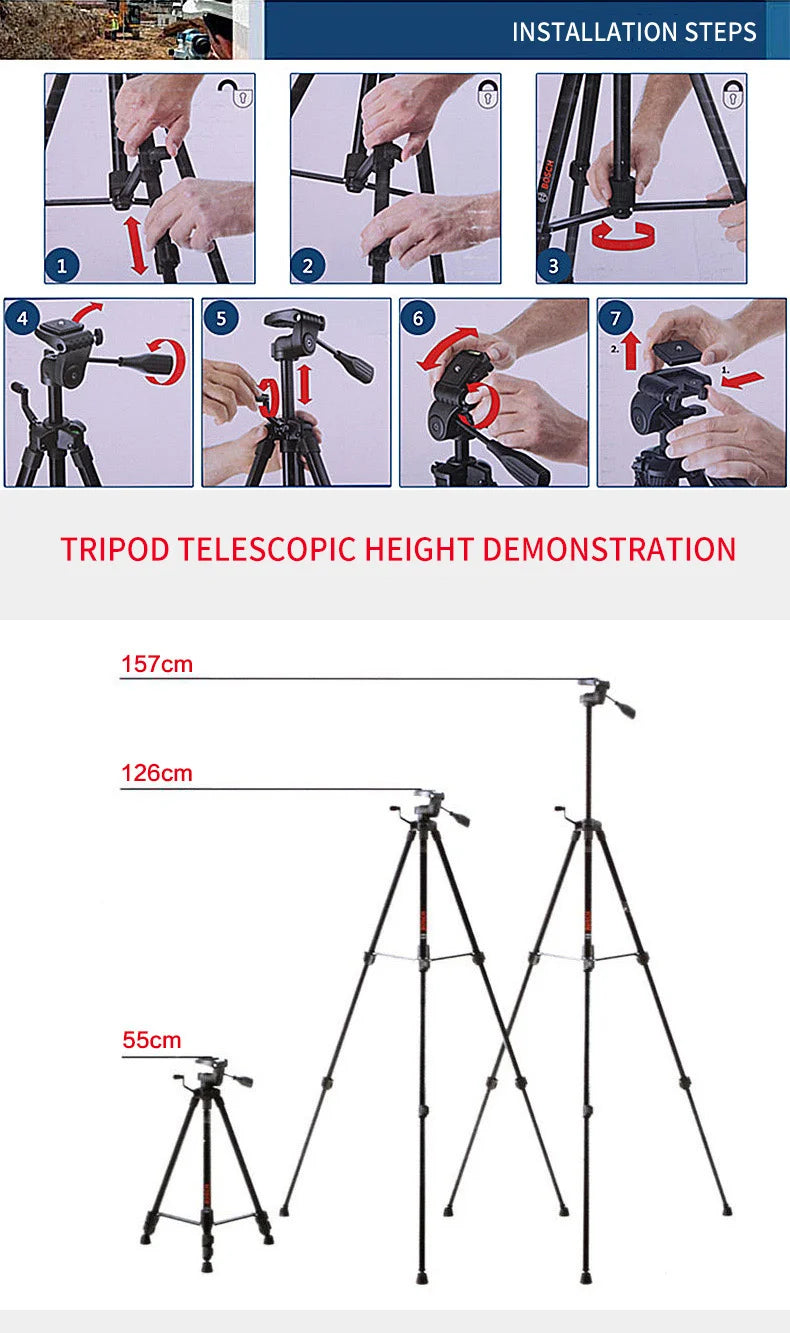 Bosch BT150 Laser Level Tripod Stand with 5/8"