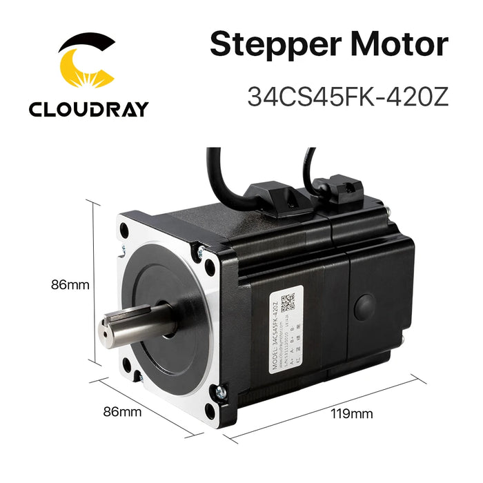 Nema 34 Stepper Motor - 119mm, 4.5Nm, 4.2A, with Brake & Keyway Shaft, 2-Phase