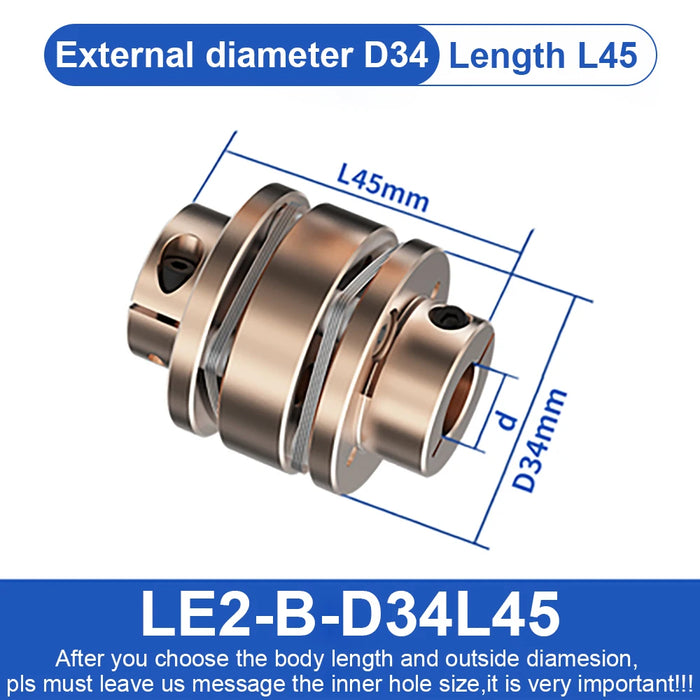 Flange Coupling  LE D34L33/45 Flexible Motor Shaft Coupler Aluminium