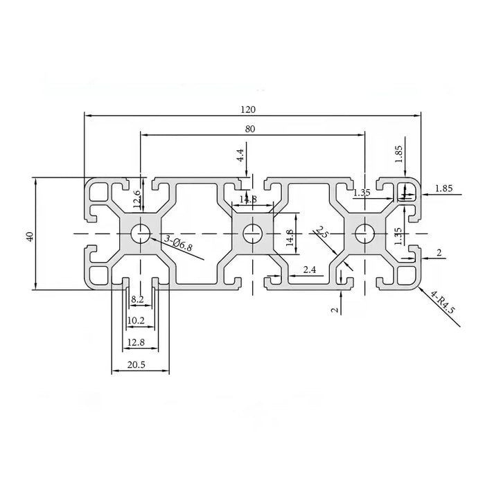 40x120 T-Slot Aluminum Profile – Heavy-Duty Structural Component