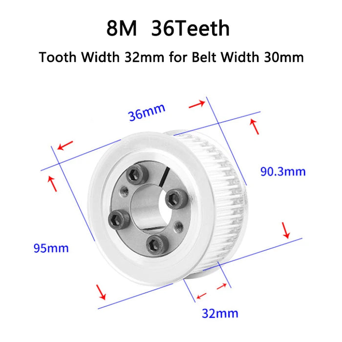 36 Teeth HTD 8M Keyless Timing Pulley with Bushing