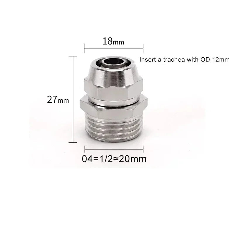 PC Pneumatic Straight Male Thread Push-In Fitting 4–12mm (M5–G1/2")