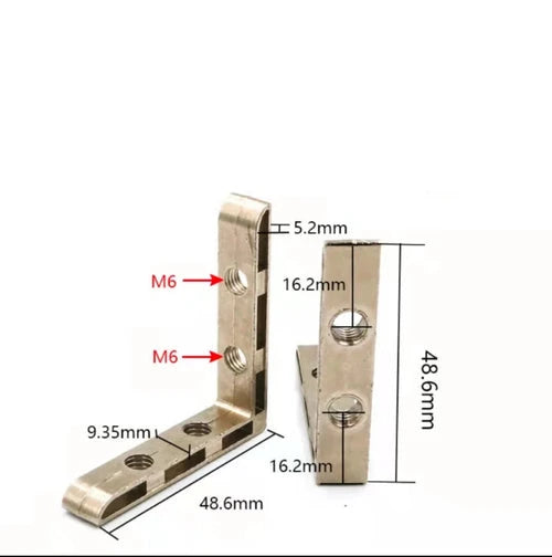 Junta de conector de esquina interior de perfil de aluminio en forma de L con ranura en T, 10 Uds.