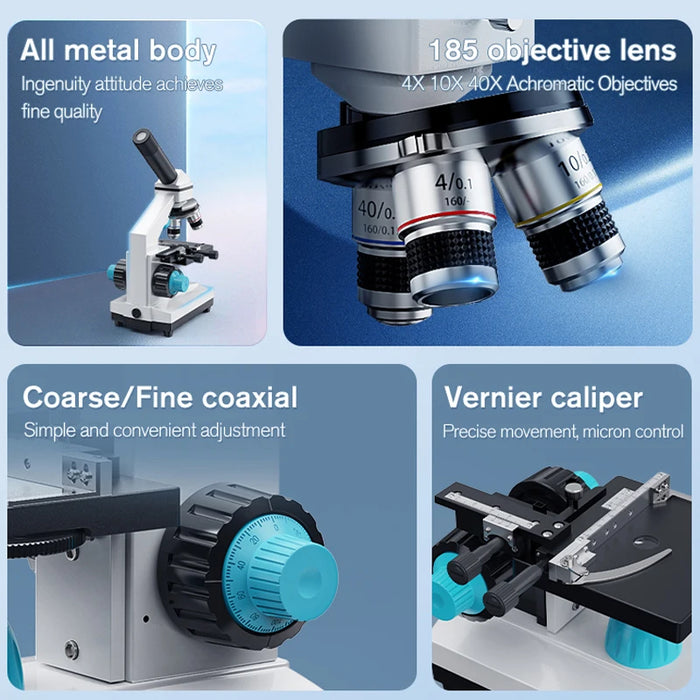 Zoom 2000x coarse Micro abjustment coaxial HD Biological Microscope
