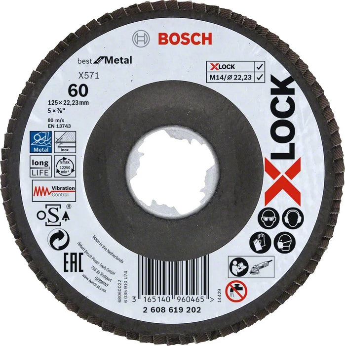 Disco de corte abrasivo Bosch X-Lock Metal de acero inoxidable con ángulo de 125 mm 