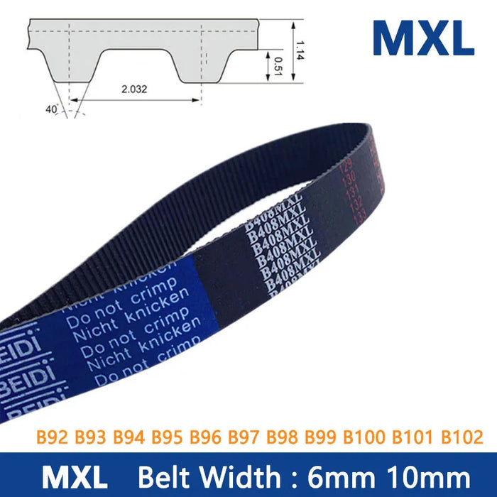 MXL Timing Belt - 6mm/10mm Rubber Closed Loop Synchronous Belt, Pitch Length 186.94mm to 207.26mm