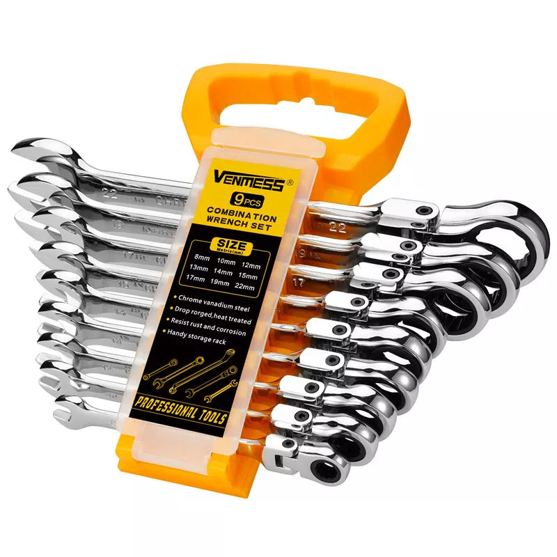 Flex-Head Ratcheting Wrench Set,Combination Ended Spanner Kits