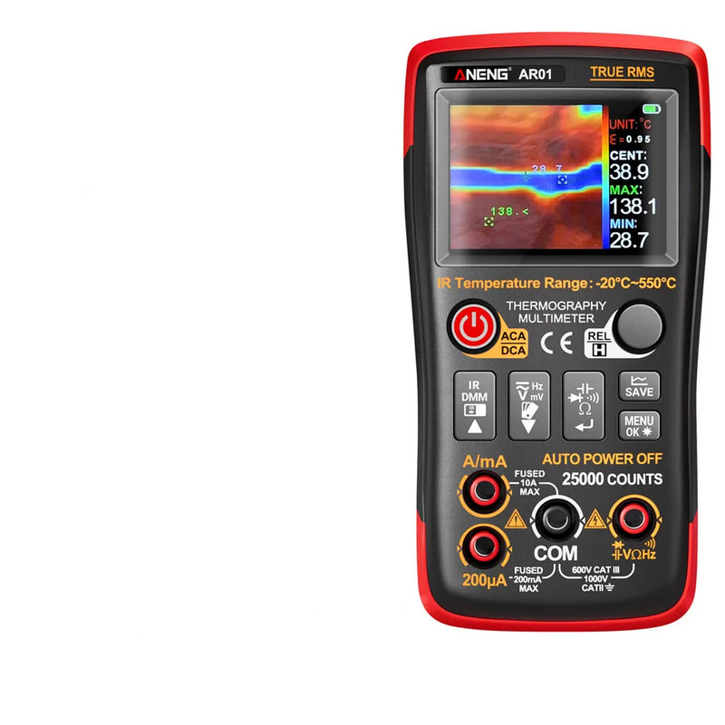 AR01 Smart Thermal Imager Multimeter – 2-in-1 Thermal Camera + 25000-Count True Meter, AC 750V / DC 1000V, 10A, 250MΩ, TFT Display, USB Rechargeable