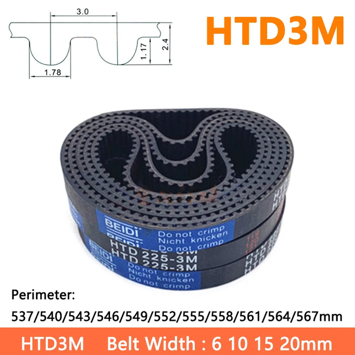 HTD3M Timing Belt – Width 6, 10, 15, 20mm – Perimeter 537-567mm