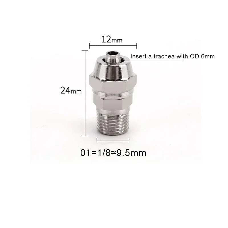 PC Pneumatic Straight Male Thread Push-In Fitting 4–12mm (M5–G1/2")
