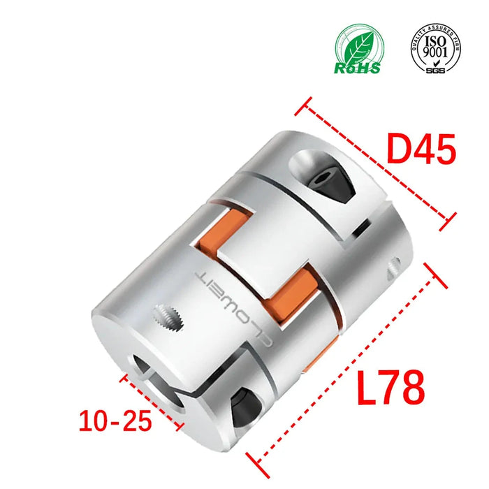 LF-B D45L78 Aluminum Shaft Coupler – Jaw Plum Spider Clamping Type for CNC