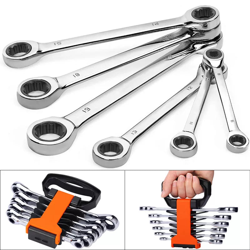 Double Box End Ratcheting Wrench Set,Chrome Vanadium Steel Double Head