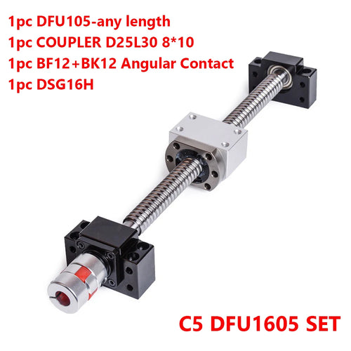 C5 Ballscrew DFU1605 Set – Customizable Size with End Machining & Ballnut