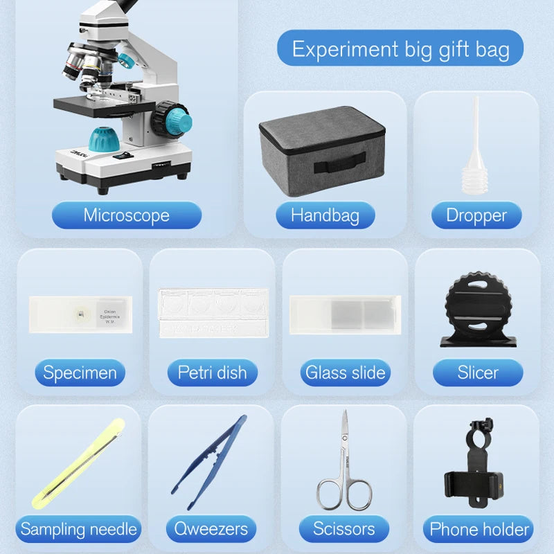 2000X HD Biological Microscope – Coarse Adjustment Monocular Microscope for Student Lab Education + Electronic Eyepiece + LED USB