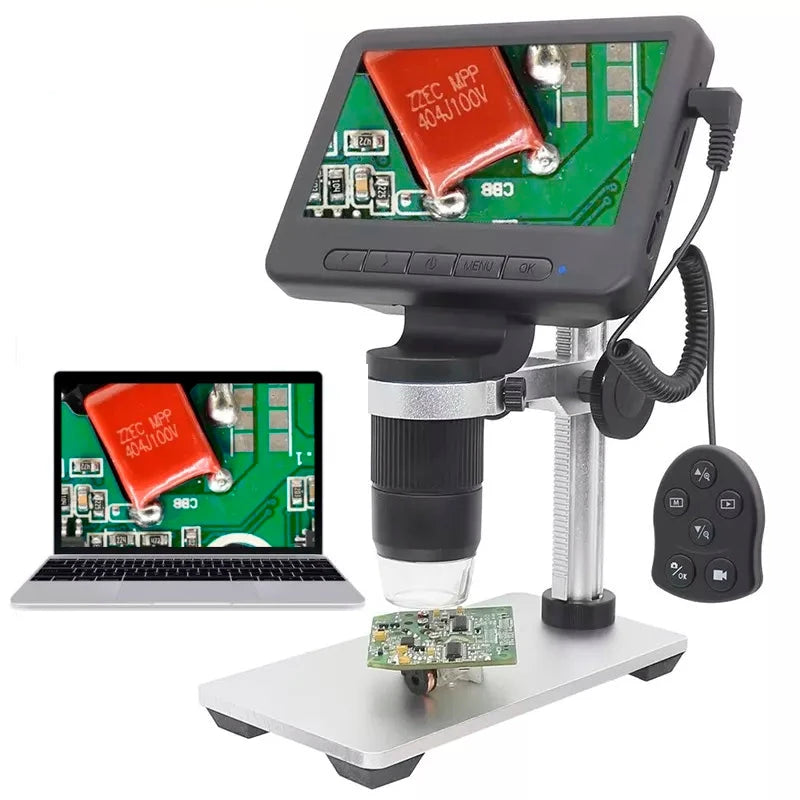 Microscopio electrónico USB Digital 1000X con zoom de pantalla LCD de 5 pulgadas 