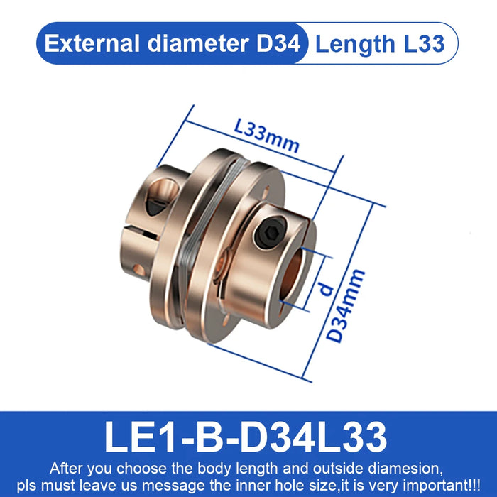 Flange Coupling  LE D34L33/45 Flexible Motor Shaft Coupler Aluminium