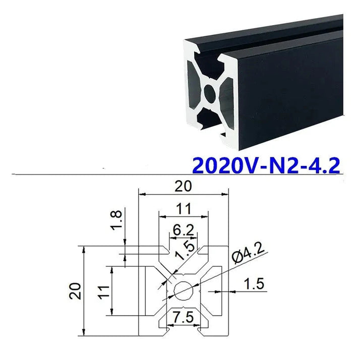 Perfil de aluminio con ranura en V 2020N1 Estándar europeo 