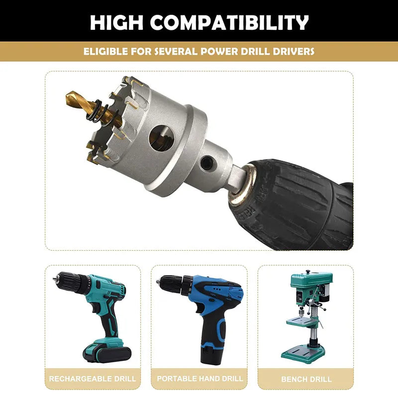 5Pcs Carbide Tip HSS Drill Bit Hole Saw Set Stainless Steel Metal