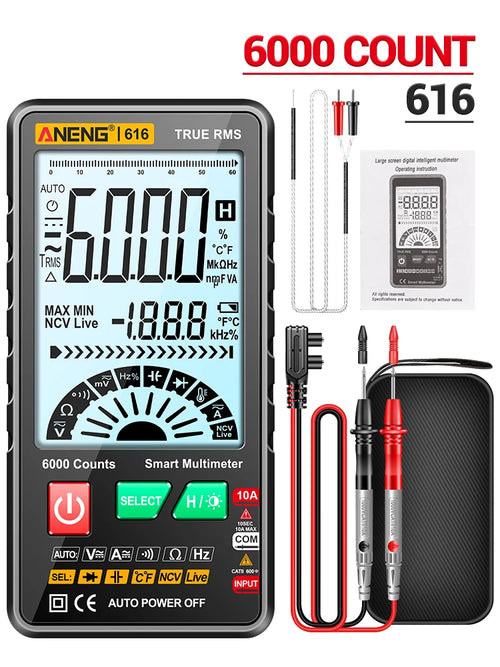 Digital Multimeter - 6000 Counts Ultra-Thin Intelligent AC/DC Multimeter