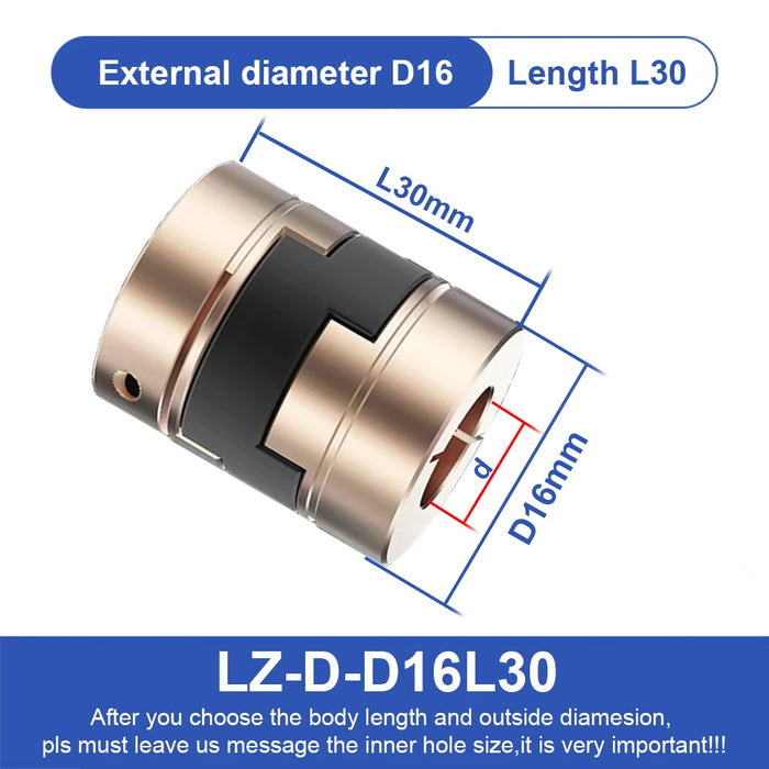 Cloweit LZ-B-D16L30 Rigid Flexible Shaft Coupler Oldham Coupling