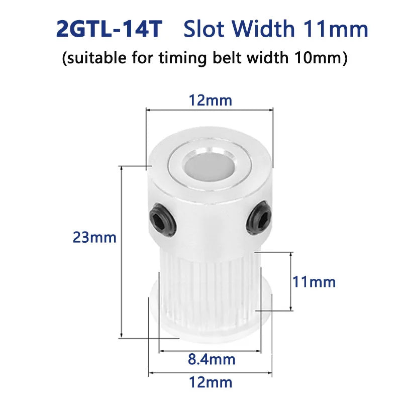 2GT 14 dientes polea de distribución orificio chavetero 4 5 6mm 14T GT2 síncrono 