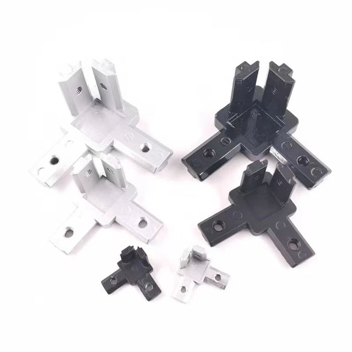 3-Way End Corner Bracket Connector for Modular Aluminum Profile System – Sizes 20x20, 30x30, 40x40